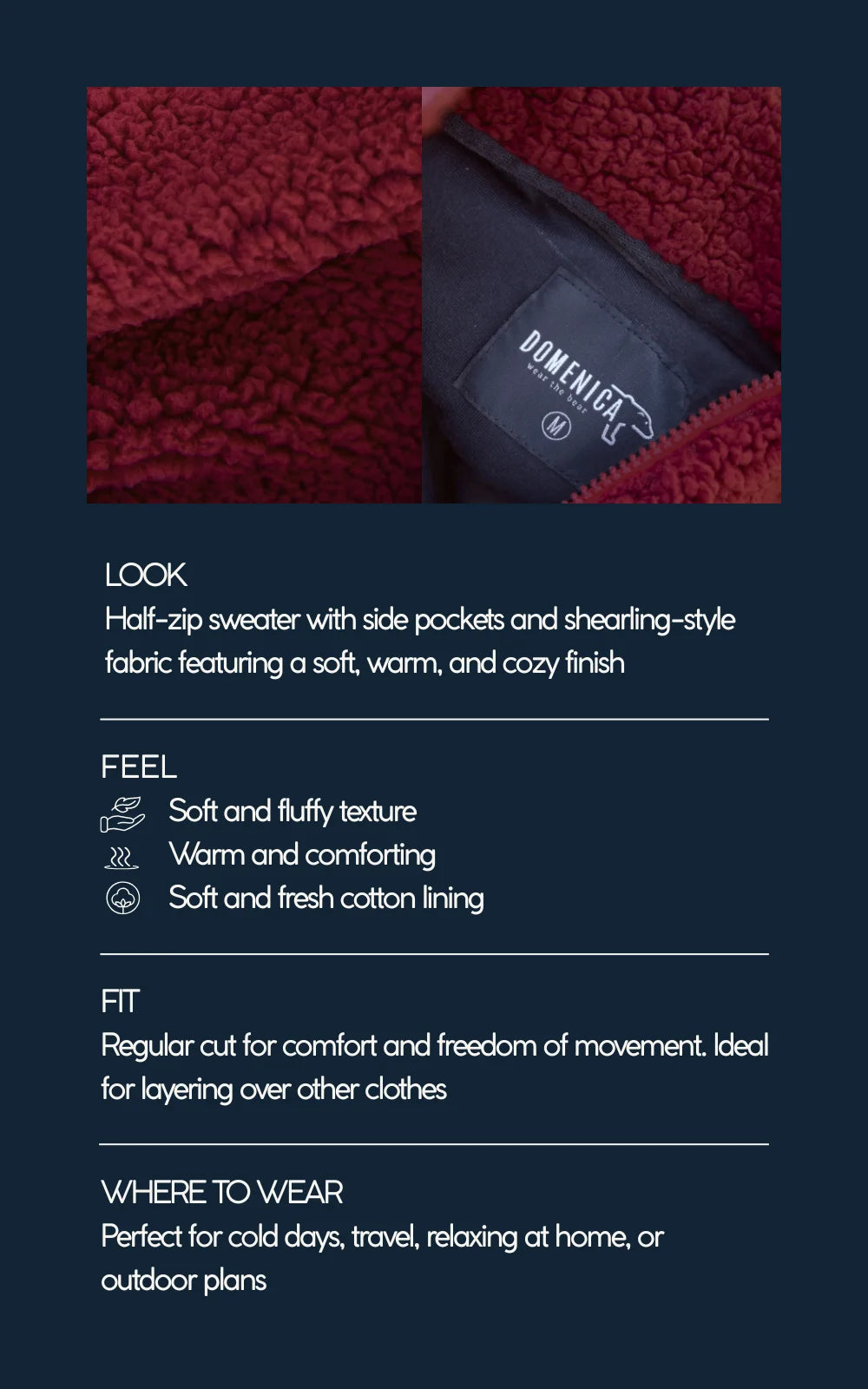 BURGUNDY POLAR FLEECE SWEATER – UNISEX
