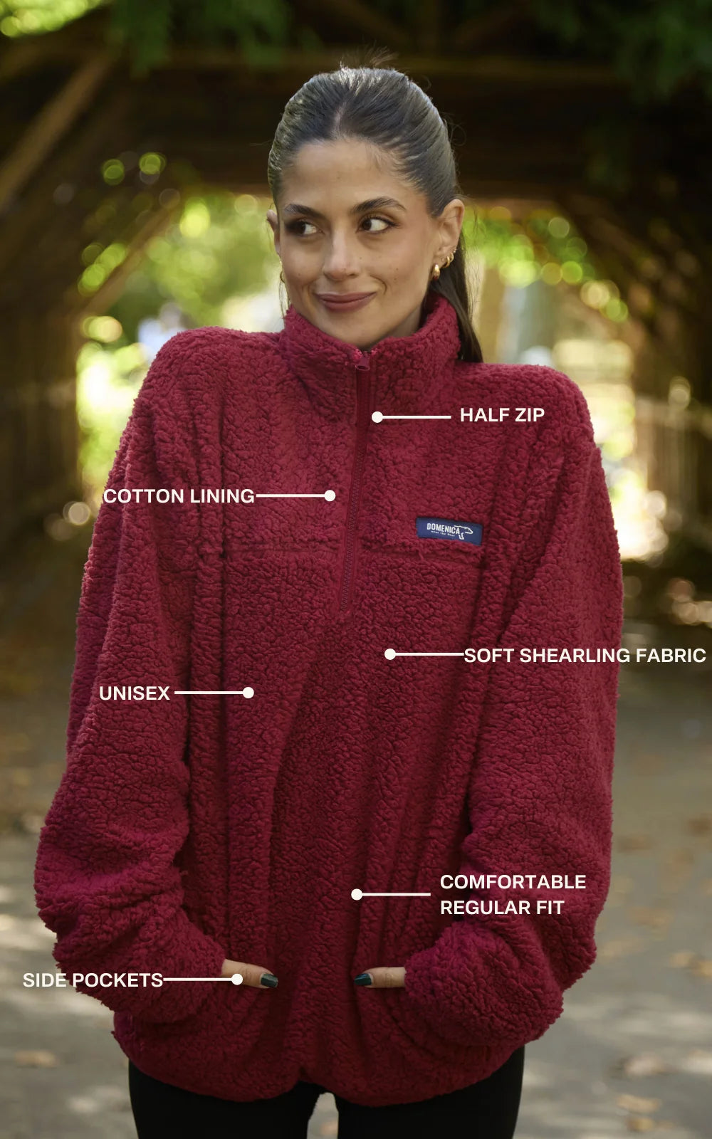 BURGUNDY POLAR FLEECE SWEATER – UNISEX