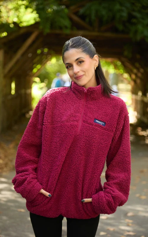 Half Zip High Pile Fleece - Burgundy