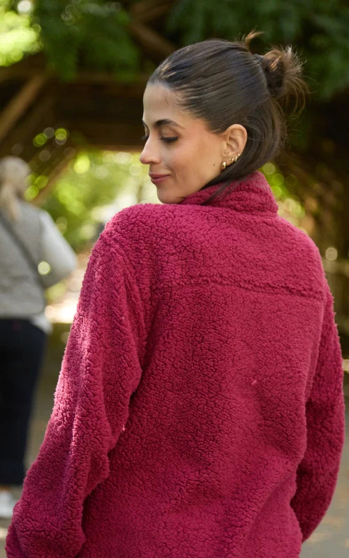 Half Zip High Pile Fleece - Burgundy