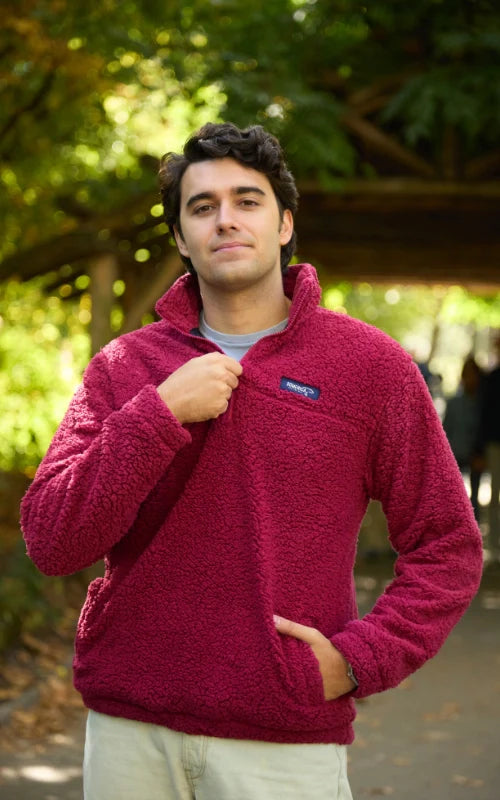 Half Zip High Pile Fleece - Burgundy