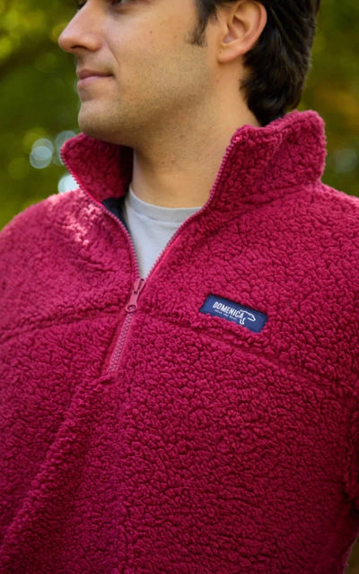 Half Zip High Pile Fleece - Burgundy