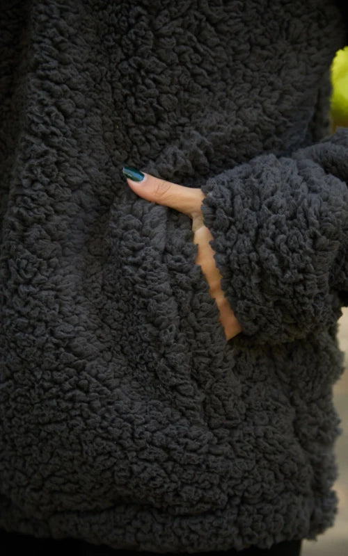 Half Zip High Pile Fleece - Dark grey