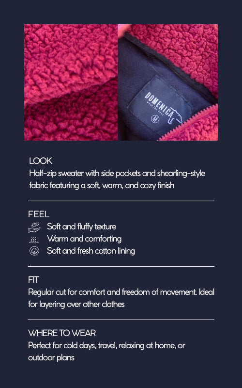 Half Zip High Pile Fleece - Burgundy