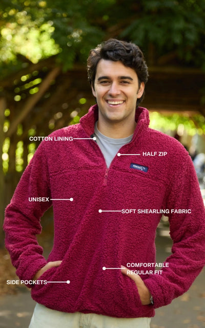 Half Zip High Pile Fleece - Burgundy