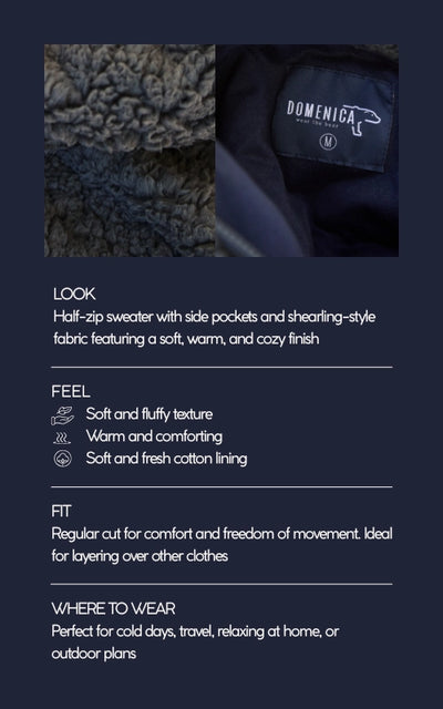 Half Zip High Pile Fleece - Dark grey