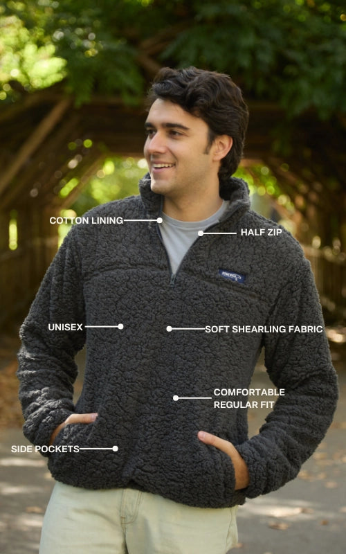 Half Zip High Pile Fleece - Dark grey