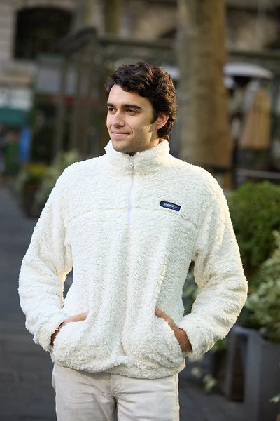 Half Zip High Pile Fleece - OFF-WHITE