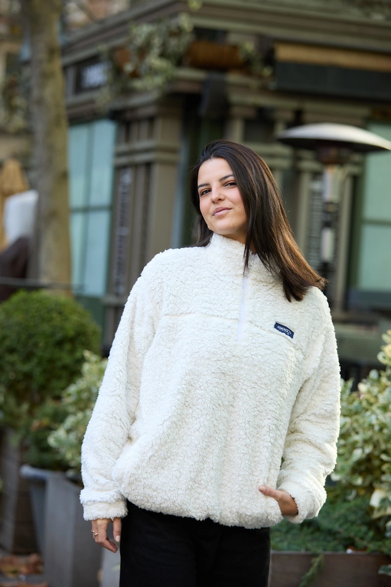 Half Zip High Pile Fleece - OFF-WHITE