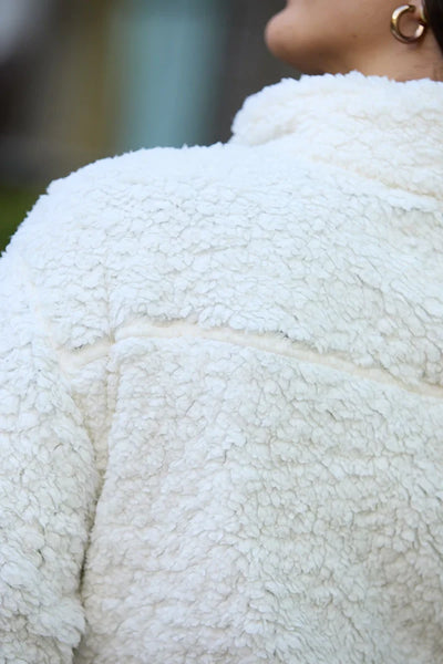 Half Zip High Pile Fleece - OFF-WHITE