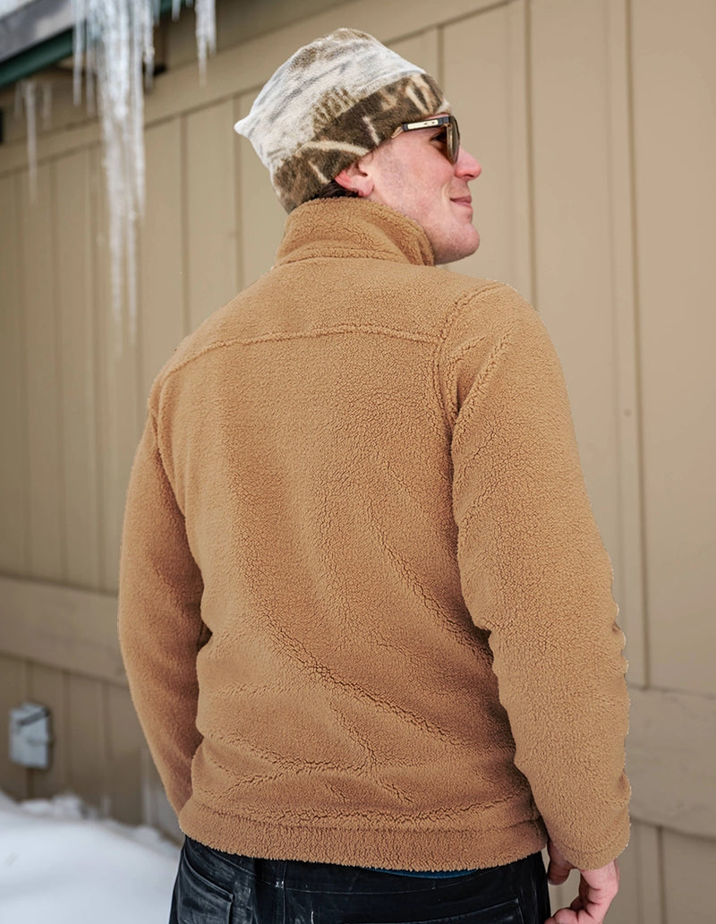 Full Zip High Pile Fleece - Camel
